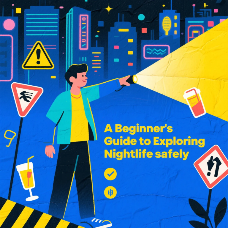 Friends enjoying nightlife safely at a club