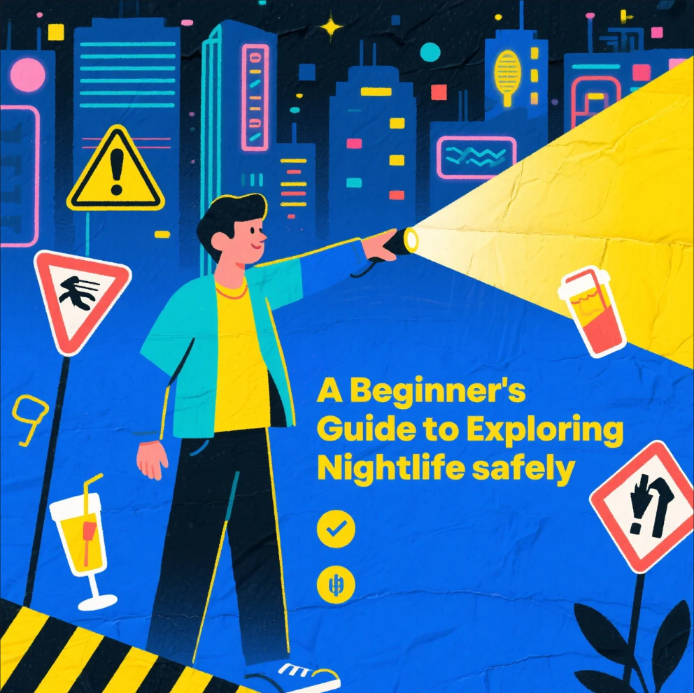 Friends enjoying nightlife safely at a club