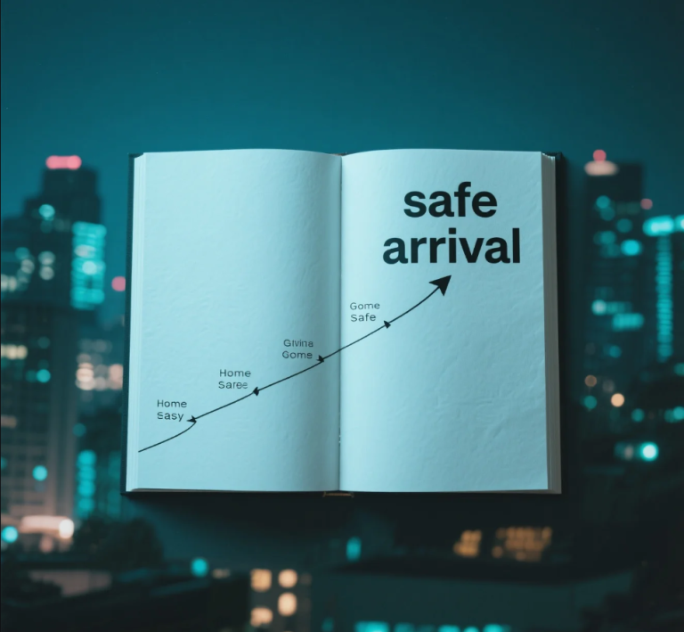 Person Walking Safely at Night on Well-Lit Street