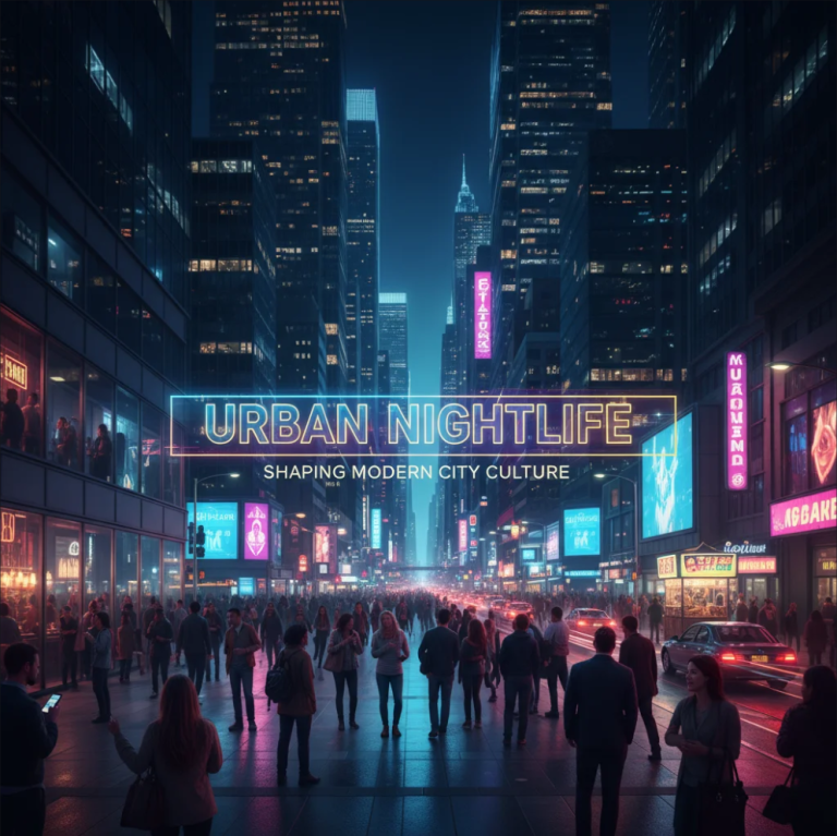 Urban nightlife shaping modern city culture with music, fashion, and social spaces