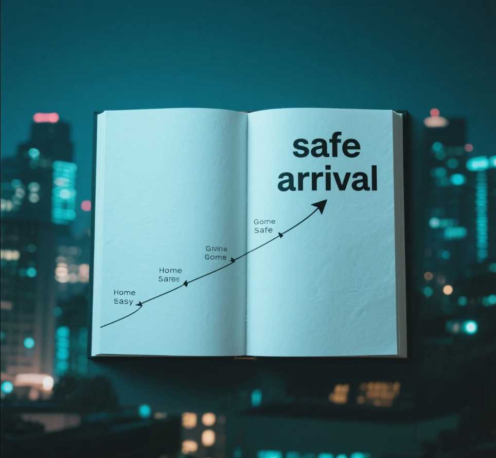 Person Walking Safely at Night on Well-Lit Street