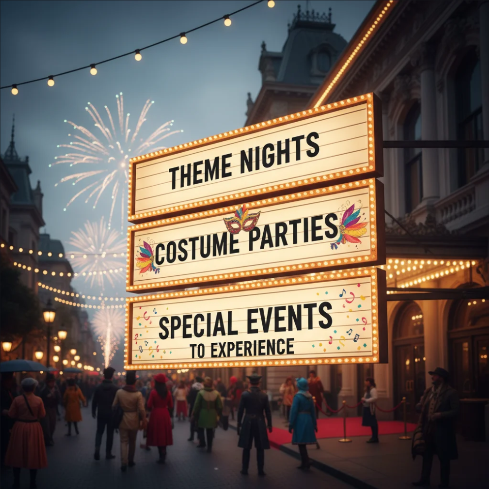 Festive decorations and guests celebrating at a special seasonal party