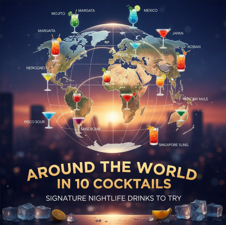 A global selection of signature nightlife cocktails from Mexico to Japan
