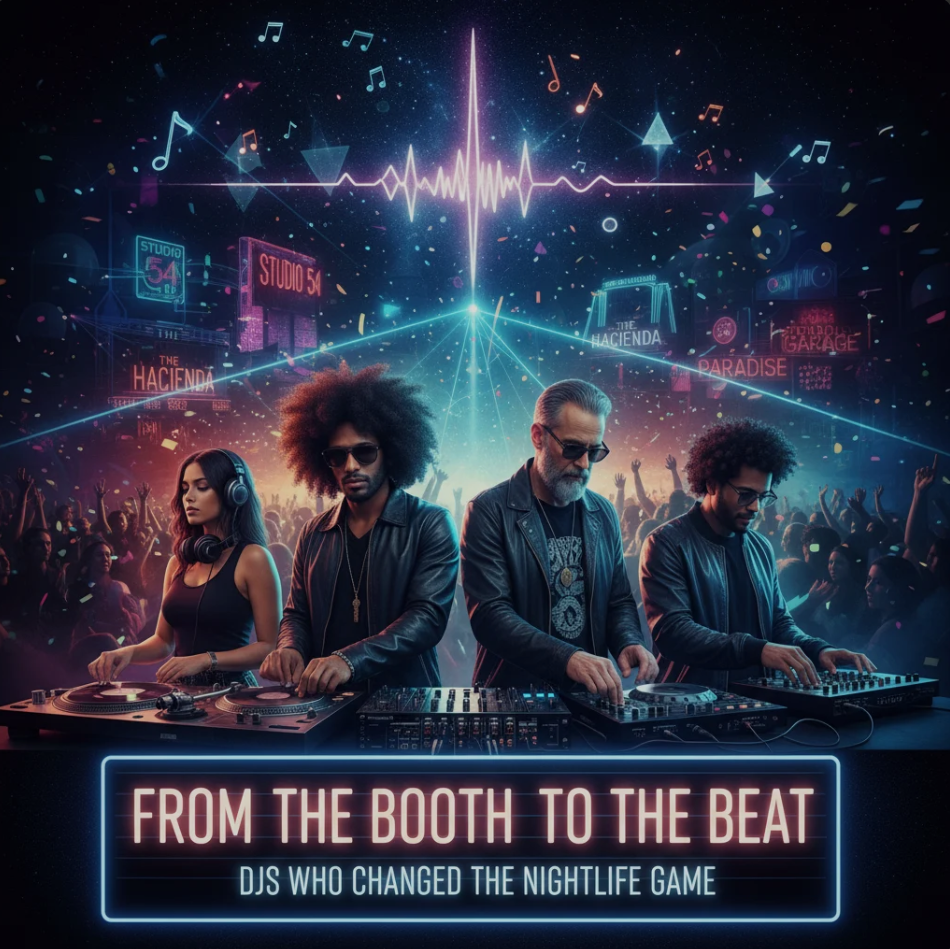 DJ performing at a crowded nightclub with colorful lights and dancing crowd