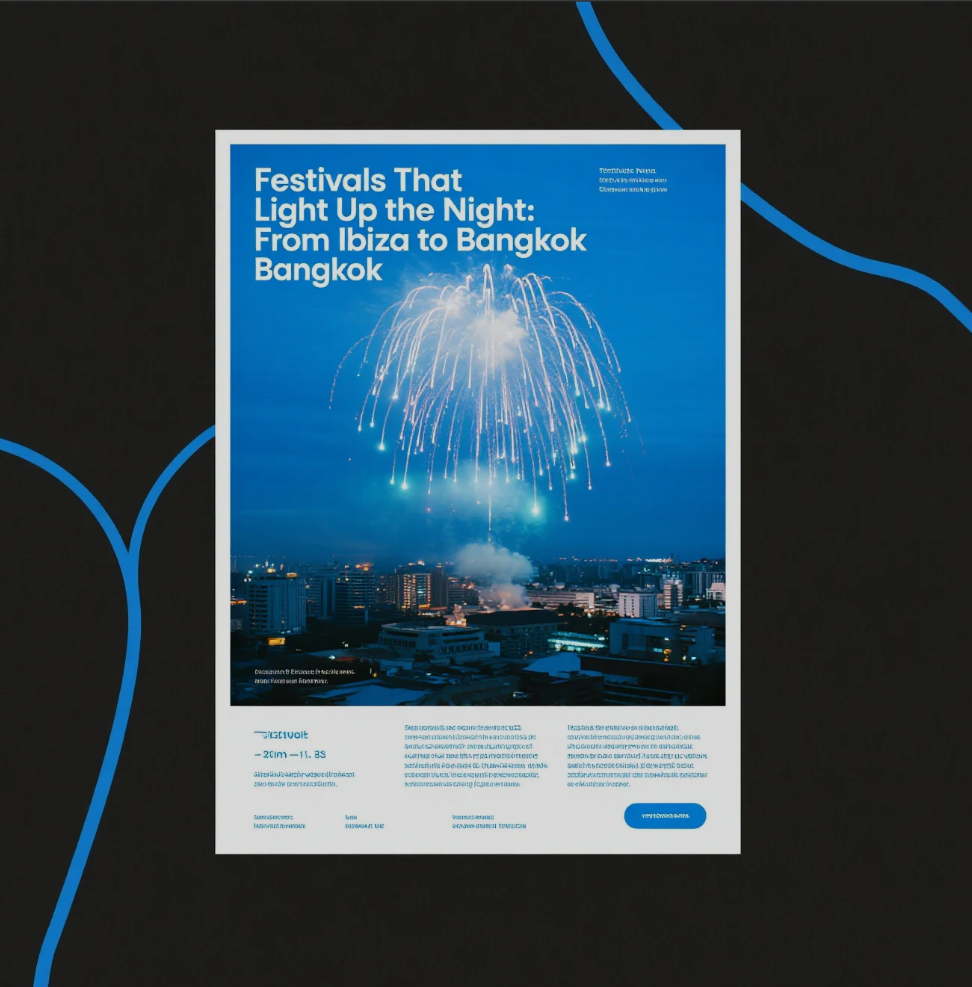 Crowd enjoying a colorful night festival with lights and music