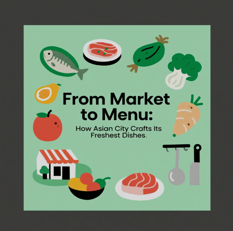 chef memilih bahan segar di pasar untuk hidangan Asia