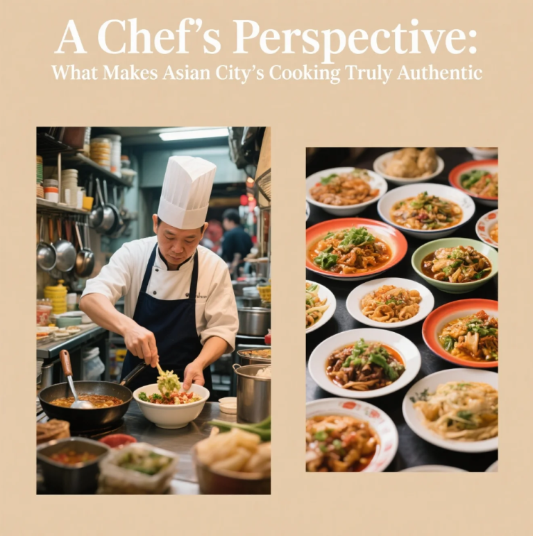 Chef preparing authentic Asian cuisine at Asian City